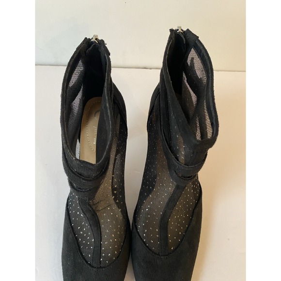 C Comfort Black Ankle Boots Heel Sz 7 Whimsigoth Grung Sparkle festival - Picture 3 of 7